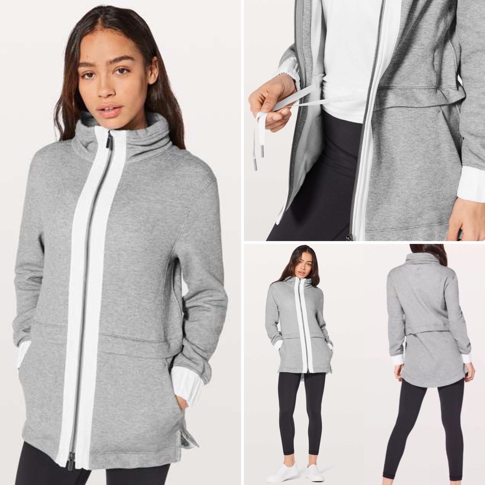 Lululemon Light as Warmth Jacket in Heathered Medium Grey / White
